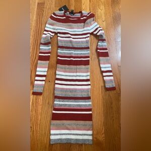 Forever 21 Red and Gray Long Sleeve Bodycon Dress